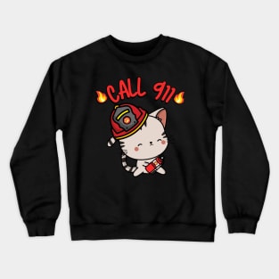 Firefighter Tabby Cat Crewneck Sweatshirt